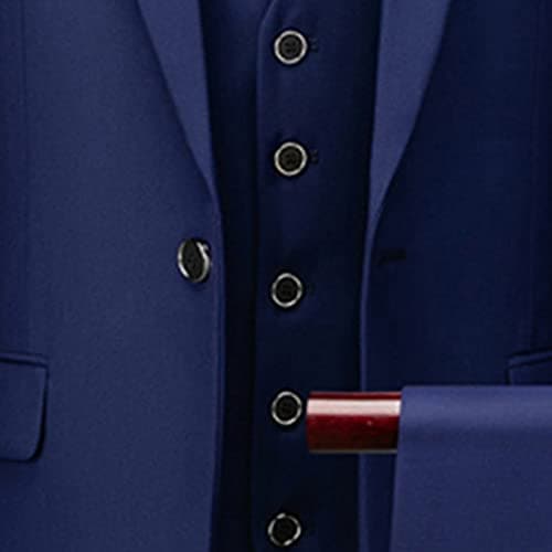 Maiyifu-GJ Men's 3 Piece Solid Color Suit Set Single Breasted Slim Fit Jacket Vest Pants Business Wedding Prom Blazer Sets (Dark Blue 1,X-Large) 4