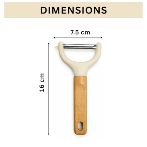 Amazon Brand - Solimo Wooden Peeler for Vegetables and Fruits Plain Soft Touch Ergonomic Handle Premium Tool for Kitchen Daily Cooking Use 16x7.5cm Beige Pack of 1 3