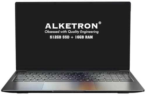 ALKETRON -15.6 Inch Full HD(2026) Office/Business Laptop - Intel Processor with Built-in Graphics + 512GB SSD + 16GB RAM - Windows11 Pro & MS Office - 1Yr + 3Yr Warranty(Standard Max Edition)