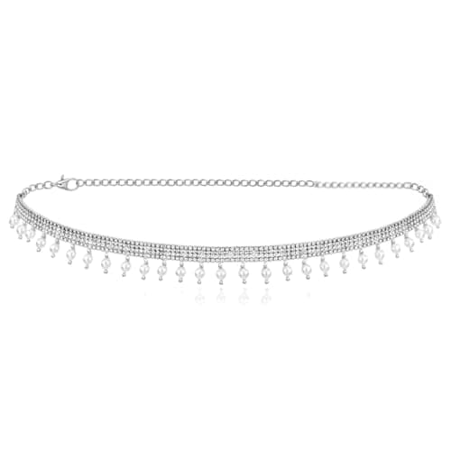 AccessHer Silver Plated Adjustable Waist Chain for Women & Girls | Kamarbandh with Gold Beads | Belly Chain Jewellery for Saree, Dresses & Jeans | Stylish Accessory