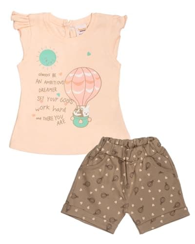 Happiee Bears Baby Girl Cotton Top & Shorts Set – Summer Outfit for 12–18 Months | Infant & Toddler Girl Dress Combo | Soft Pure Cotton Clothes | Made in India (SG147)