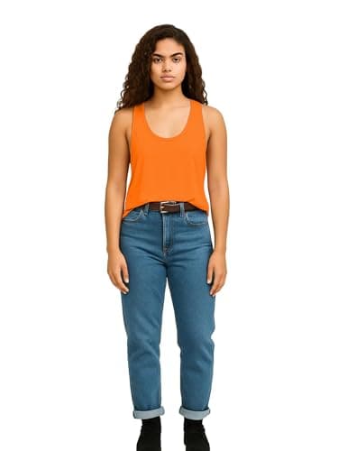 THE BLAZZE Women's Loose Fit Gym Tank - Sleeveless Activewear for Yoga & Jogging 1005 NB69 Orange 4XL 5