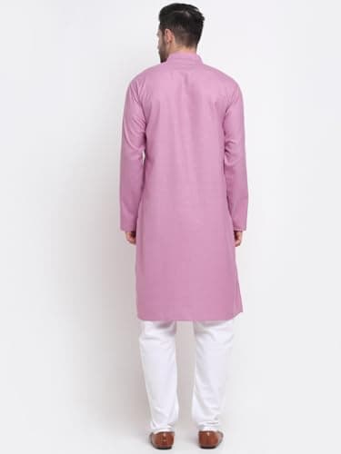 KRAFT INDIA Men Cotton Striped Kurta Pyjama Set (Purple, Large) 4
