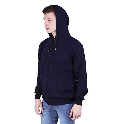 BIS CREATIONS Cotton Men's Hoodie Fleece Sweatshirt Jacket Dark Blue 3