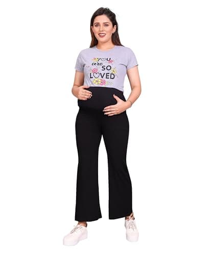 MAMMA'S MATERNITY Women's Black Solid Rayon Maternity Palazzo (MAMBKPLAZO2245-M_Black_Medium)