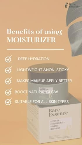 Bare Essence Moisturiser with Rice Water Hyaluronic Acid and Ceramides, Non Greasy Hydrating Face Cream for Clear Smooth Protected Skin, Suitable for All Skin Types, 50 ml (1.69 fl oz) 3
