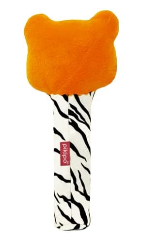 Pikipo Tiger Face Rattle Soft Toy with Squeeze Handle for Squeaky Sound (Orange) 4