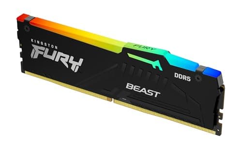 Kingston FURY Beast RGB 16GB 6000MT/s DDR5 CL36 Desktop Memory | AMD EXPO | Single Module | KF560C36BBE2A-16