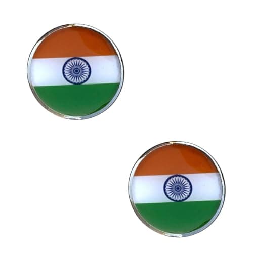 FURE Set of 2 Magnetic Indian Flag Lapel Pin Brooches (Rhodium) for Men & Women