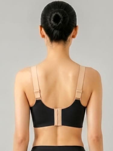CareDone Women's Seamless Sports Bra, Wireless, V-Neck, Black and Grey, Workout Activewear. (in, Alpha, L, Regular, Black) 3