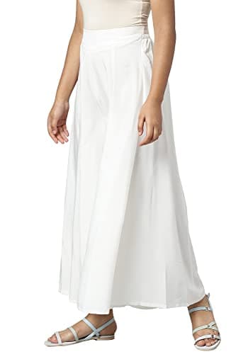 Aurelia White Solid Palazzos for Women's Ethnic Bottomwear 2