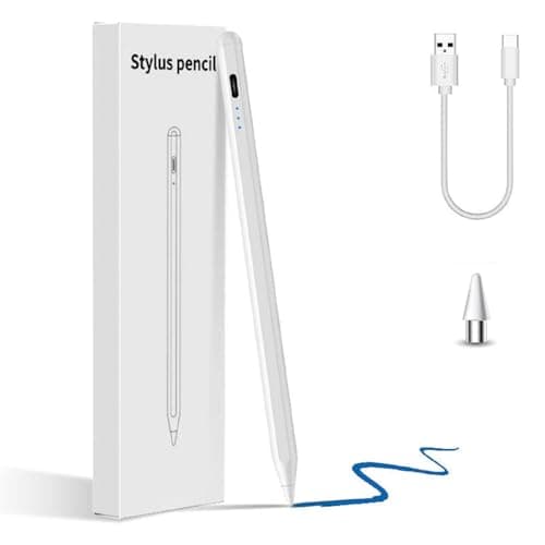 Universal Rechargeable Stylus Pen with Fine Tip for Touchscreens, Digital Pencil for Writing, Drawing, Sketching & Notes – Works with Android & iOS (White)