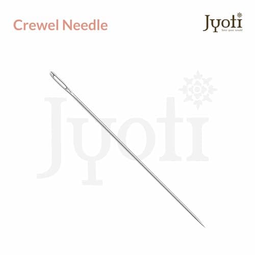 Jyoti Crewel Hand Sewing Needles, Medium-Length with Sharp Point and an Elongated Eye, Rust-Protective, Cloth Stitching Thread Steel, Used for Hand Embroidery Using Floss # 42405 (Size - 10)- 200 Pcs 2
