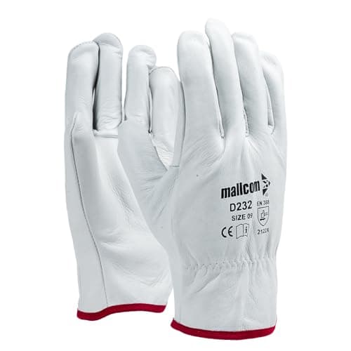 Mallcom Safety Gloves, D232 Natural Grain Welder Safety Leather Gloves, Elasticized back, Use Full In These Industries Construction, Iron & Steel Work, Logistics, Manufacturing Size - L