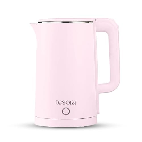 Tesora Premium Electric Kettle | Auto Power Cut | Boil-Dry Protection | Cool Touch Double Wall | 1500 Watts |1-Year Warranty by Tesora (Pink-01)