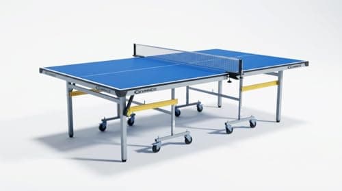 GYMNCO Perfect Plus Wood Table Tennis Table with Levellers Top 19 mm (TT Table Cover + 2 TT Racket & Balls +Yoga Mat) (Blue) (19 MM New Perfect Plus) (Grey)