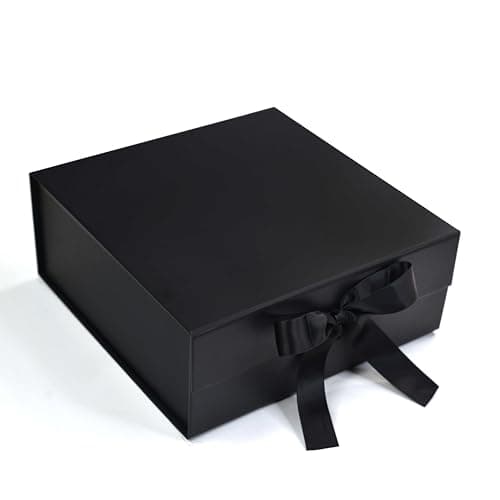 RBS® - MEDIUM Black Gift Box Empty (26 X 26 X 10Cm) Gift Boxes for Packaging (1 Pack) Box for Gift Packing Multipurpose Hampers Boxes Hold to 8 Kg Occasion Rigid Box for Packing (Medium Black)