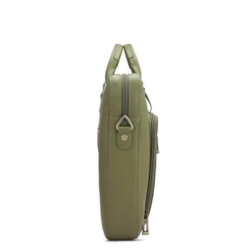 Da Milano Leather Laptop Bag for Men & for Women - Fits Upto 16" Laptop - Green 4