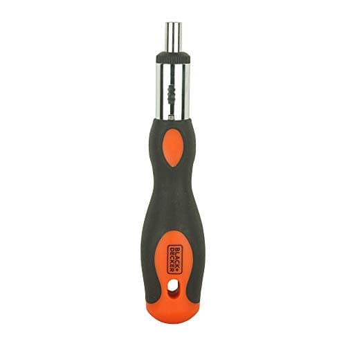 BLACK+DECKER BDHT68127 10-in-1 Ratchet Handle Screwdriver With Interchangeable Bits - 24 cm - Pack of 10: SL3, SL5, SL6, Ph0, Ph1, 2xPh2, PZ1, PZ2, PZ3 2