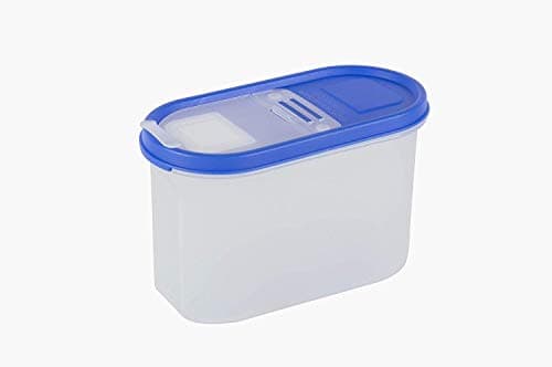 Cutting Edge Essentials Flip-Top Kitchen Storage Container & Dispenser Set for Rice, Dal, Atta, Flour, Cereals, Snacks, Stackable, BPA Free, Modular, Blue Lids - Set of 2,1.2L 4