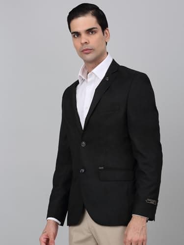 Cantabil Men's Single Breasted Regular Blazer (MBZF00162_Black 3