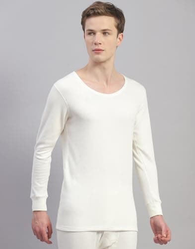 Monte Carlo Mens Solid White Round Neck Full Sleeve Thermal Vest (6240M1WH-0-42) 3