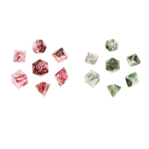 ATORSE® 2 Set Polyhedral Dice Board Games Double-Colors Games for DND RPG 2