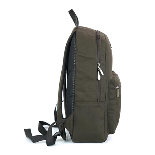 Giordano Unisex Stylish Canvas 20L, 14 inch Laptop Backpack for Men & Women | Durable & Lightweight | Padded Adjustable Shoulder Strap | Perfect for College, Work & Travel | BROWN 3