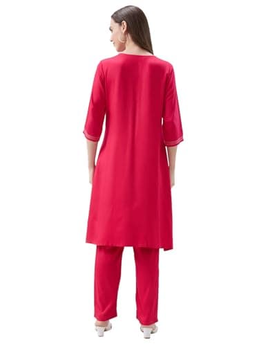 AV2 Maternity Nursing and Feeding Kurta Set | Nursing Zippers | Pre and Post Pregnancy | Raw Silk | Kurta Pant Set | Solid | Pink XXX-Large 5174 2