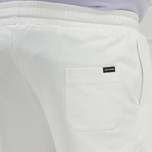 JOHN PRIDE Plus Size Men Regular Fit Mid-Rise Solid White Knee Length Cotton Elasticated Waist Regular Shorts (JPSOK13085_54_White) 4