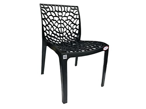 EVEREST MOLDED FURNITURE Web Series Outdoor Garden/Cafe/Home/Balcony Plastic Chair- (Set Of 4 Chairs) (Black) 5