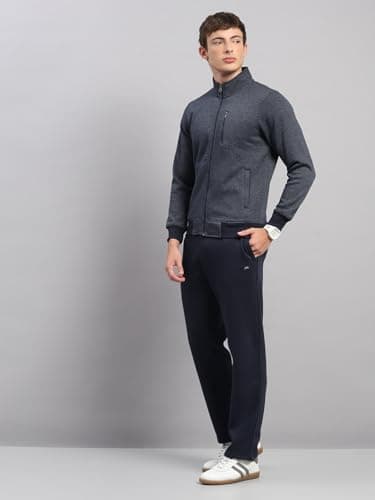 Monte Carlo Mens Regular Fit Embroidery Round Neck Full Sleeve Winter Tracksuit | Men Track Suit | Stylish Sportswear Set with Jacket and Lower | Activewear Set For Men's Navy Blue 3XL (Pack Of 1) 2