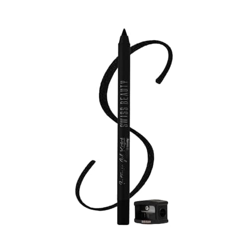 Swiss Beauty Intense Gel Kajal with Sharpener | 12-Hour Stay | Waterproof | Smudge-Proof | Creamy Texture | Highly Pigmented | Multi-Use Eye Pencil | 1.2g, Shade- Smoky
