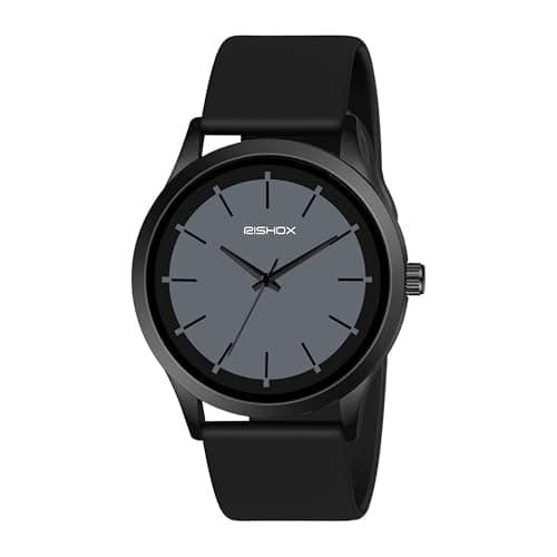 RISHOX Minimalist Dual Colour Dial with Softest Silicone Strap Analog Wrist Watch for Men & Boys (Grey)