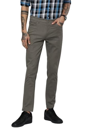 The Indian Garage Co Men Slim Fit Solid Mid-Rise Chinos