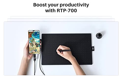 Huion Inspiroy RTP 700 Graphics Drawing Pen Tablet |Support- MacOS, Windows & Android | Working Area (11 x 6.875 inch), Battery-Free Stylus PW400| 6 Programmable Touch Keys & 1 Touch Strip|(Black) 3