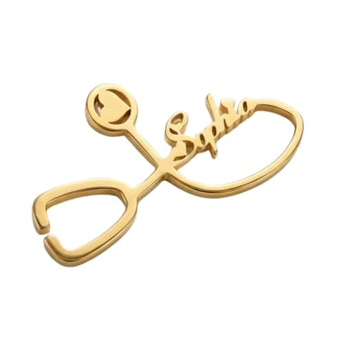 Artsycollection® Personalized Stethoscope Doctor Name Brooch Pin Custom Doctor Name Badge for Men and Women Medical Professional Brooch for Doctors Nurses Medical Students Personalized Name Pin Gift f