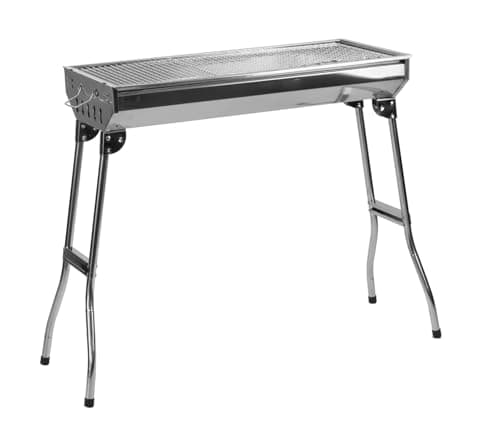 VBM Portable Charcoal Grills,Outdoor (47Cm) Folding Barbecue Grill, Stainless Steel Foldable BBQ Grill Set w/Spice Plate & Holder,Large Kabob Smoker Grill for Cooking Camping Picnic Garden Party