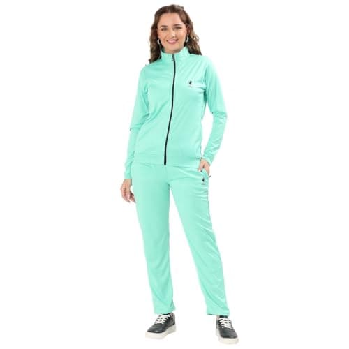 SARUS INDIA Women's Track Suit Polyester Regular Fit Activewear Set Full Zipper Jacket with Pyjama 2 Way Stretch Fabric Sportswear for Gym Workout Running Yoga Walking Travel Lounging