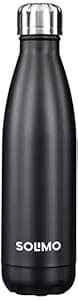 Amazon Brand - Solimo 1000ml Stainless Steel Insulated (Thermosteel) Water Bottle | 24 Hours Hot and Cold | Leakproof, Rust and Corrosion Resistant| for Travel, Office, Trekking, Home (Black)