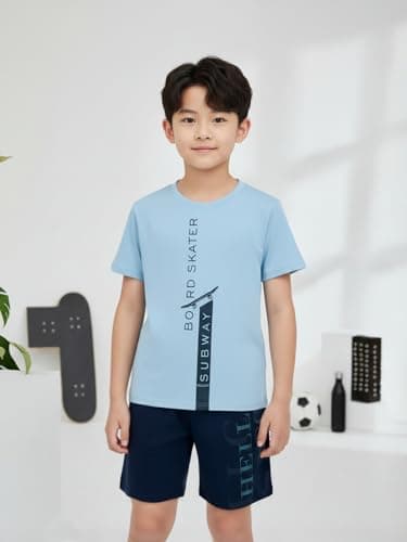 HELLCAT Boys Printed Round Neck T-Shirt with Shorts Set | Multicolor | Pack of 3_Blue2_12-13Years 2