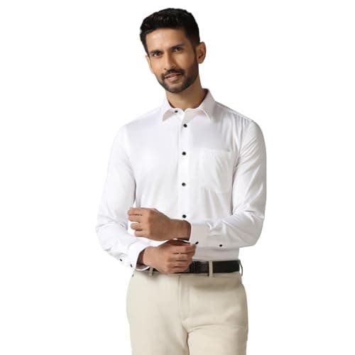 blackberrys Men Aqua Non Iron India Slim Fit Shirt | Solid Aqua Shirt with Full Sleeves, Smooth Finish and Structured Design for Office and Smart Casual Wear | Size 42, Color White
