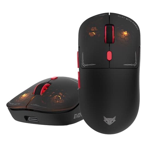 EvoFox Phantom Air Wireless Gaming Mouse Tri-Mode Rechargeable, 12,800 DPI, 1000Hz Polling Rate, Ultra-Lightweight 69g Design, RGB Lighting, 6 Programmable Buttons, Software Support