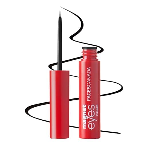 FACESCANADA Magneteyes Metallic Kajal Pencil - Black,0.35G (Pack Of 2) and FACES CANADA Magneteyes Eyeliner - Black, 3.5ml 2