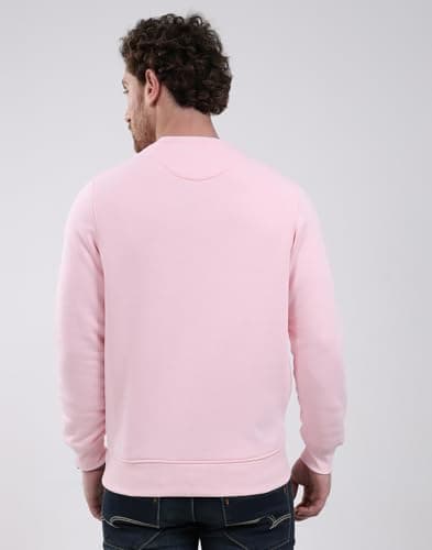 Monte Carlo Men Regular Fit Round Neck Printed Pull On Closure Full Sleeve Sweatshirt | Stylish Casual wear | Cozy Winter Hoodie | Comfortable Layering Outfit | Winter Sweatshirt for Men's Pink L 4