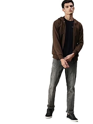 ADBUCKS Winter Wear Sweatshirt Hoodie with Zipper Cotton Fleece Jacket for Men's (Large, Brown) 4
