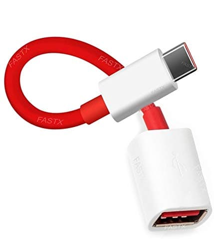 FASTX OG USB Type-C OTG Adapter Cable Connector Cord pendrive Compatible with All C Type Supported Mobile Smartphone and Other One Device Plus 6T,6,5T,5,3T,3,2, (White & Red)