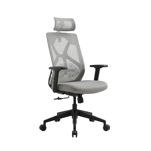 Wakefit Gravita Ergonomic Office Chair for Work | 3 Year Warranty | Multi-Lock Seat Slider and Recline | Soft Armrest with 3D Adjustability| Strong Nylon Base | 8+ Hours of Comfort| White and Grey 3