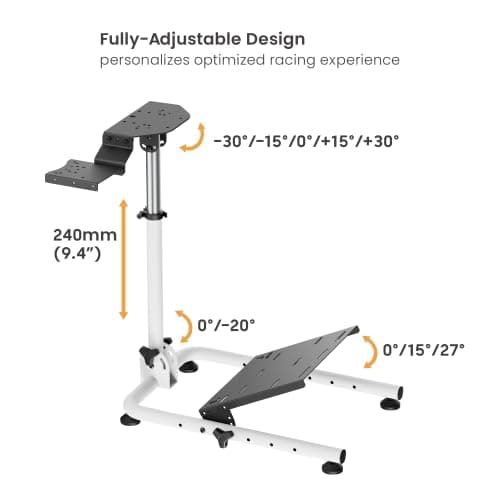 Hoss® Adjustable & Foldable Steering Wheel Stand with Gear Shifter Mount – Compatible with Logitech G29, G923,Thrustmaster and Fanatec – Sturdy Steel Frame with & Anti-Slip Feet 4