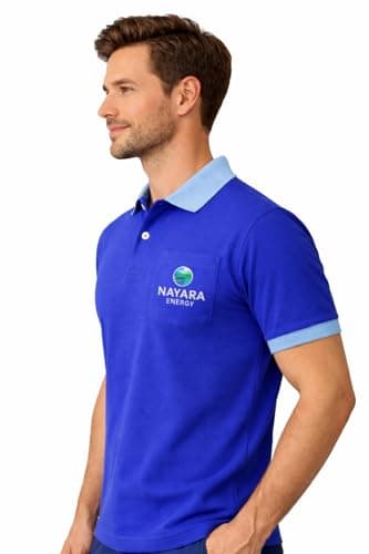 Nayara Energy Royal Blue Petrol Pump Staff Polo T Shirt | Fuel Station Worker Uniform Collar T-Shirt for Men (in, Alpha, XL, Regular) 4